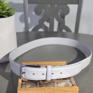 Falari Light Gray Men's Leather Belt - Classic Smooth Finish